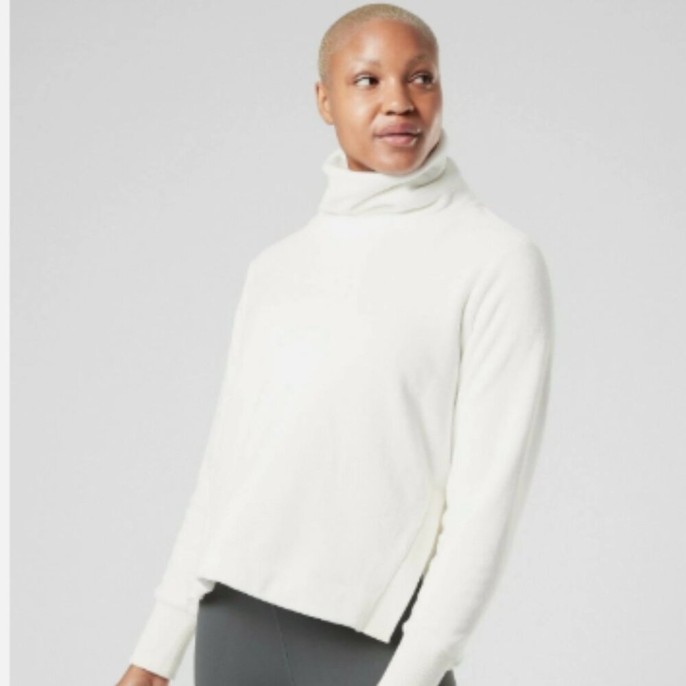 ATHLETA Double Karma Funnel Neck White Sweatshirt Top – SMALL